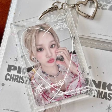 Acrylic Card Holder Waterproof Love Heart Keychain Holder Glitter Photocard Holder Creative For Students Idol Photos Weddings