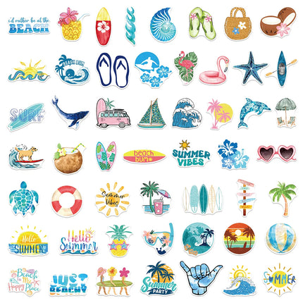 50/100PCS Cartoon Fresh Summer Beach Surfing Graffiti Stickers Graffiti Stickers Car Decoration Stationery Notebook Stickers