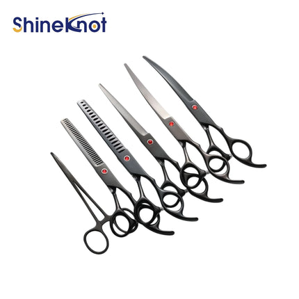 SHINEKNOT 7-Inch Pet Scissors Set Specially Designed For Dog Hair Cutting With Curved Scissors Teddy Bear Professional Hair Trim