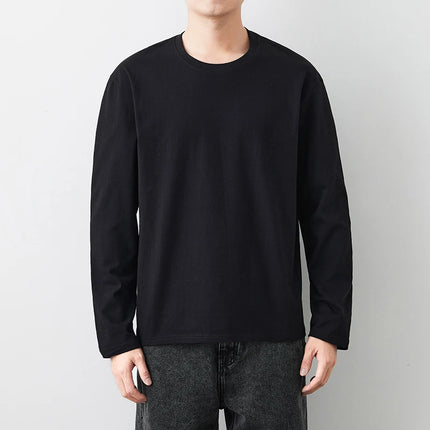 Fast Delivery T-Shirts Men Long Sleeves Tee Tops Male Autumn Plain Cotton T-Shirts Plus Size 4XL 5XL Undershirts Man Clothing