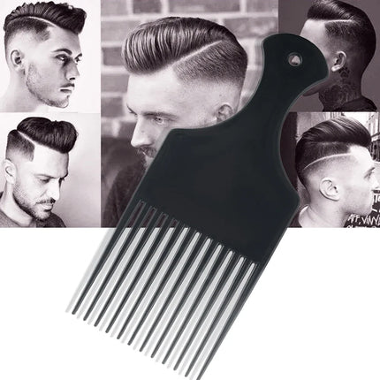 Professional Black Afro Hairdressing Comb Wide Teeth Plastic Hair Fork Pick Styling Tool for Men Salon African Hair Comb