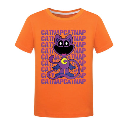 Smiling Critters T-shirt Kids Short Sleeve T-shirts Toddler Girls Cartoon Catnap Clothes Baby Boys T-shirt Children Casual Tops