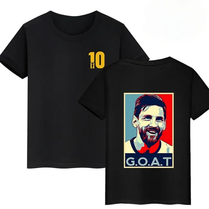 Summer Cotton Children's T-shirts Brand Sport Double-sided Messi Print Short-sleeve Casual Fashion Boys Girls Tee Top Kid Clothing