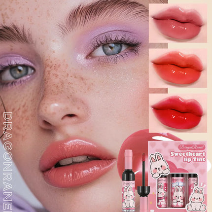 Wine Bottle Shaped Lip Gloss Set Long Lasting Moisturizing Non Transfer Liquid Lipstick With Cute Cartoon Design