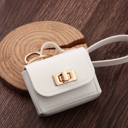 Mini Leather Openable Small Bag Keychain Pu Leather Hand Strap Coin Purse Accessories Pendant Mobile Phone Bag Jewelry Gift