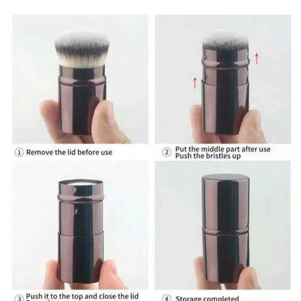 1 Retractable Foundation Makeup Brush with Cover, Soft Bristles, Easy to Apply Makeup, Super Soft Makeup Brush