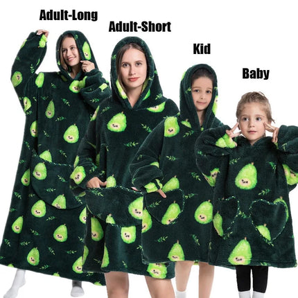 Plush Fleece Family Matching Hoodie Girl Sweatshirt Homewear Men Women Children Thick Pullover Oversize Winter Sherpa Blanket