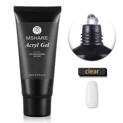 MSHARE Poly Nail Extension Gel TPO Hema Free Milky White Nails 60g Nail Extension Camouflage Quick Building Finger 60ml