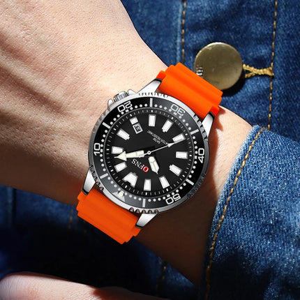 OFNS High Quality Fashion Men's Quartz Watch Calendar Luminous Display 50M Waterproof Luxury Watches Rubber Strap Men's Watch