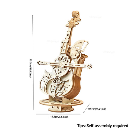 3D Puzzle Wooden Cello Music Box DIY Assembly Building Kits for Adults Kids Home Living Room Decor Crafts Valentine's Day Gifts