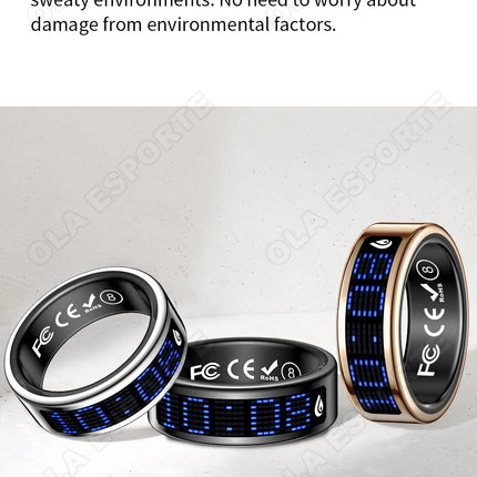 Call ID Reminder Smart Ring Display Screen and Touch,Tasbih Counter,Health Manager,5ATM Waterproof Multiple Sport Mode Men Women