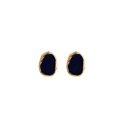 New Street Style Black Square Stud Earrings for Women Minimalist Korean Fashion Geometric Enamel Big Earring Jewelry Girl Gift
