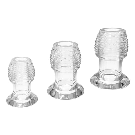 Transparent Hollow Anal Plug Threaded Silicone Butt Plug Enema Dilator Anal Cleaning Device Adult Sex Toy for Women Men Couples
