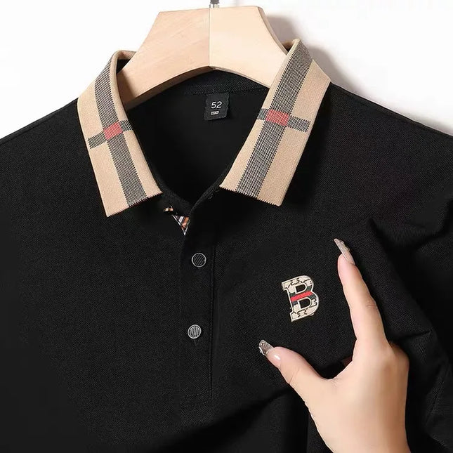 2025 Men's Trendy POLO Short Sleeve Luxury Decoration Brand Luxury Exquisite Relief Craftsmanship Comfortable Business CasualTop