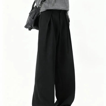 Streetwear Wide leg Casual Pants Men Harajuku Curved Suit Pants Black Flared Long Trousers High-quality Breand Oversize Baggy