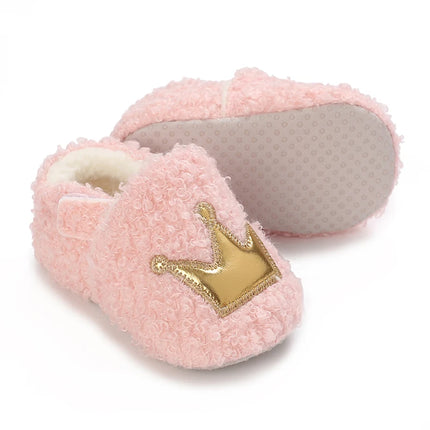 Fashionable Lamb Down Newborn Baby Girl Knitted Baby Soft Sole Shoes Toddler Shoes Warm and Non Slip First Walker