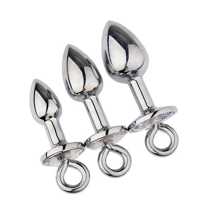 Metal Butt Plug with Jewelry Crystal Fox Tail Detachable Anal Plug Traction Pull Chain Sex Toys SM Game Adults Masturbator Sex