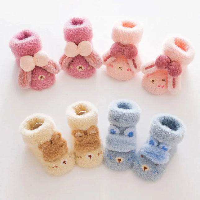 Cartoon Baby Floor Socks Cute Rabbit Newborn Boy Girl Anti-slip Indoor Sock Autumn Winter Warm Thicken Infant Plush Socks