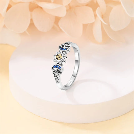 Rings For Women 100% 925 Sterling Silver Pink Heart Crown Star Moon Snowflake Zircon Rings Fashion Engagement Wedding Jewelry