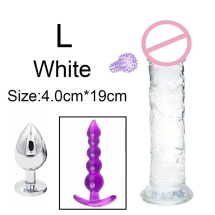 4pcs Anal Black Dildos Massager Stimulator for Women Vagina Big Metal Plug for Women Silicone Dildo Realistic Couples Adult Game