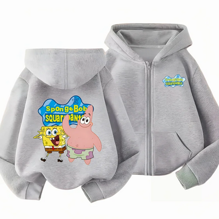 Potdemiel SpongeBob SquarePants Kids Zipper Hoodie, Boys & Girls, Zipper Clothing Top, Autumn/Winter Warm Kids Zipper Sweatshirt