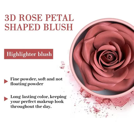 Rare Beauty 3D Petal Rose Blush Shimmer Makeup Highlighter with Real Rose Flower Gift Rubor Forma Rosa long lasting For Women