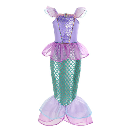 Disney Kid Purple Mermaid Dress Princess Costume Perform Clothes Baby Girl Birthday Party Christmas Cosplay Dress Suit for Girls