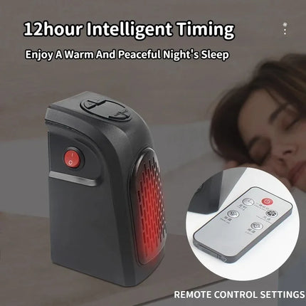 Portable Electric Space Heater Wall Plug In Mini Room Radiator Fan Warmer Heating Appliance for Home