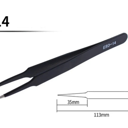 2/6pcs Precision Tweezers Set ESD Anti-Static Stainless Steel Tweezers Repair Tools for Electronics Repair Soldering Craft Tools