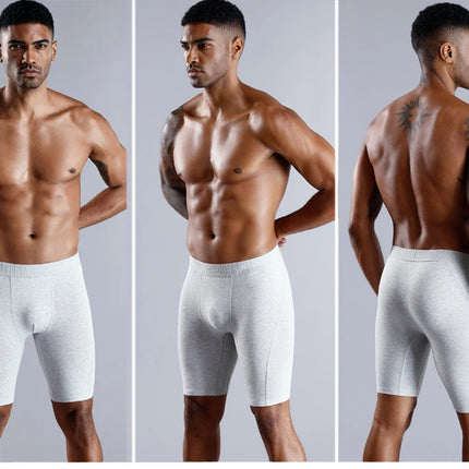 4-pack men's long boxer briefs plus size men's sexy long-leg cotton underpants fashion men's trunk briefs