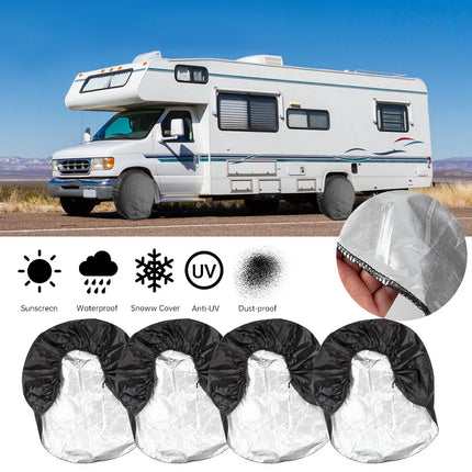 4pcs Universal Wheel Tire Covers Waterproof Oxford UV Sun Protectors Wheel Tire Covers for Camper Car Truck 27-32 inch