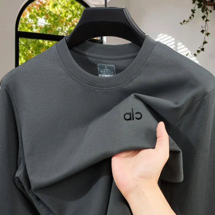 High End Fashion Brand Autumn New Exquisite Letter Badge Long Sleeved Men Comfortable and Casual Best-Selling Round Neck T-Shirt