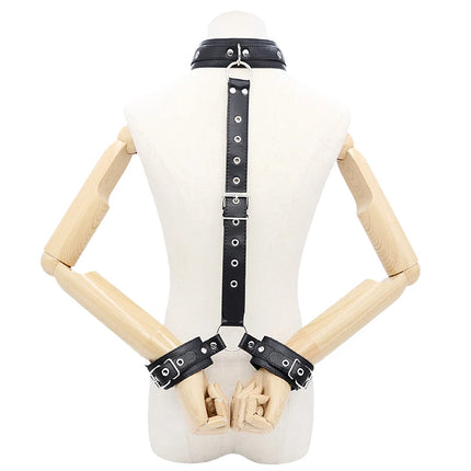 1PCS Neck To Wrist Restraints Kit Sexy Women Fetish Behind Back Handcuffs Collar Adjustable Bondage Set Couple Sex Game Tool