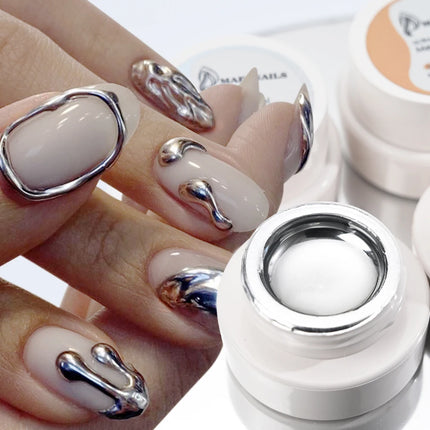 1Box Metallic Gel Gold Mirror Effect Gel Nail Polish French Nail Art Line/Flower Painting Gel Glitter UV Gel Nail Soak Off #8YQW