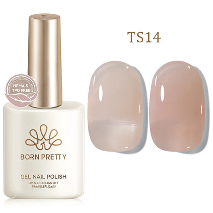 BORN PRETTY 15ml Jelly Gel Polish Milky White Nude Glitter Soak Off LED UV Gel Semi Permanent Nail Art Manicure Gel Varnish