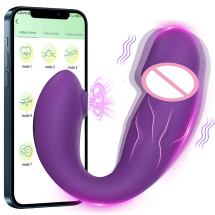 2 IN 1 Dildo Vibrator For Women Nipple Sucker Clitoris Stimulator G Spot Massage APP Control 9 Vibrating Modes Adults Sex Toys
