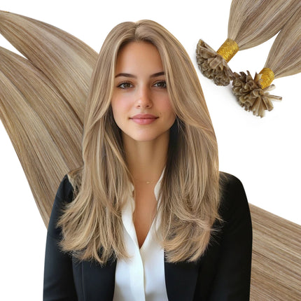 Ugeat U Tip Hair Extension Human Hair 1g/s Nail U Tip Hair For Women 14-24" Pre Bonded Hair Extensions 50g/100g Keratin Tip Hair
