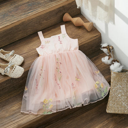 ma&baby 9M-4Y Toddler Baby Kid Girl Dress Infant Princess Summer Tulle Floral Embroidery Birthday Party Dresses For Girls