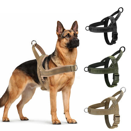 New Tactical Anti-Pull Dog Harness - 1000D Nylon Adjustable for Large Dogs, Outdoor Training Vest with Handle & Reflective