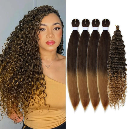 Ash Honey Blonde Braiding Hair Pre stretched,Knotless Boho Hair for Braiding Synthetic Curly Crochet Twist Box Braids Hair