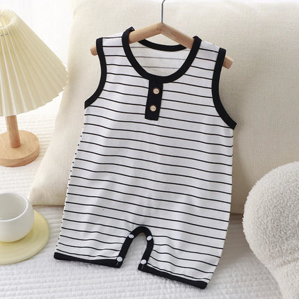 Summer Sleeveless Baby Rompers 0-2Y Striped Onesies for Newborn Baby Boy Infant Girl Striped Jumpsuit Baby Clothing