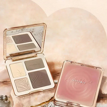 Judydoll Highlighter Contour Bronzer Palette Nude Makeup Natural Facial 3D Nose Shadow Long-Lasting Waterproof Cosmetics Makeup