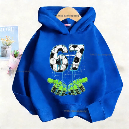 Autumn Children's Comfortable Hoodies 67 Six Seven Digit Print Kid Cute Fleece Sweatshirt Boys Girls Casual Fashion Sport Hooded