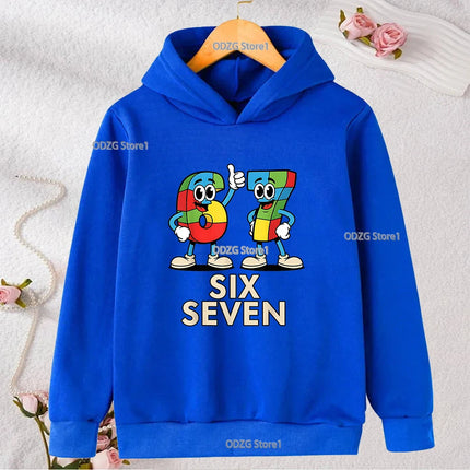 Autumn Winter Six Seven 67 Number Print Children's Hoodies Casual Fashion Boys Girls Long Sleeved Sweatshirt Warm Kids Pullovers