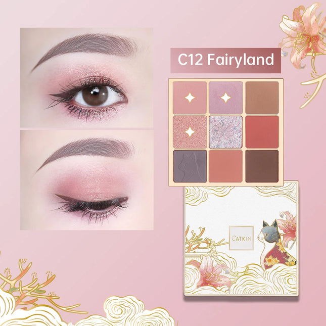 Catkin Glitter Shimmer Matte 9 PANS Eyeshadow Palette C16