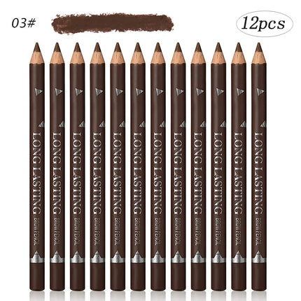 6/12PCs eye brow pencil waterproof professional women eye makeup pen easy color natural black Brown cosmetic beauty eyebrow tool