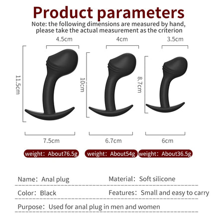 Safe Silicone Anal Plug Butt Plug Unisex Sexy Buttplug Big Dildo 3 Different Size Prostate Massager Adult Sex Toys for Men/Women