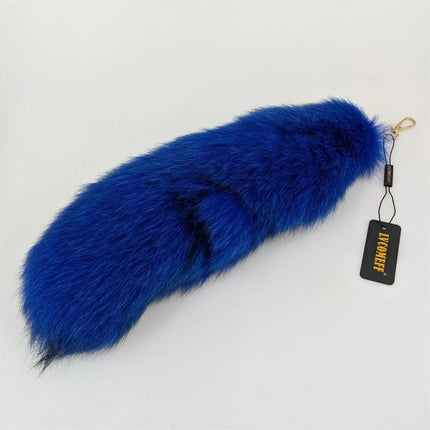 natural fox fur tail keychain furry 2024 chic y2k  beautiful accessory length 40 cm Car Keychains For Women