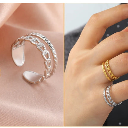 Skyrim Stainless Steel Women Rings Geometric Heart Aesthetic Adjustable Open Finger Ring Fashion Party Jewelry Gifts Wholesale