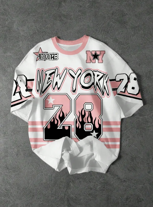 Girl's Boy's Sports Jersey New York 28 Print Short Sleeve T-Shirt Summer Graphic Tee Plus Size Men's Women's Sports T-Shirt